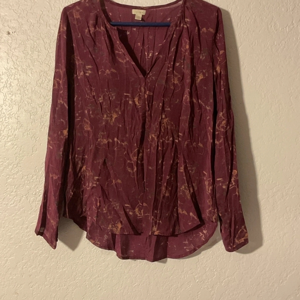 Hinge Women's Floral Red Long Sleeve Top M